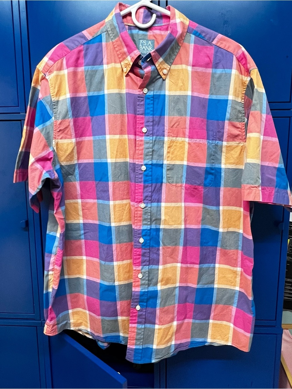 Jos. A. Bank Multicolor Plaid Button-Down Shirt - Short Sleeve